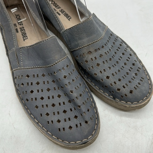 Josef Seibel Blue Leather Cut Out Loafer Size 41 MCL5065B - Picture 2 of 9